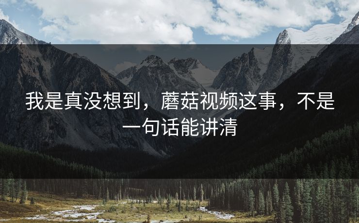 我是真没想到，蘑菇视频这事，不是一句话能讲清